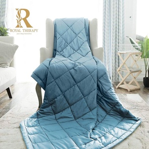 image:imageRoyal Therapy Weighted Blanket  Heavy 100 Cotton Blankets with Premium Glass Beads 60x80 25lbs Prussian Blue Suitable for One Person 250lb  Use on QueenKing BedSoft Sky