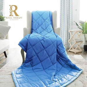image:imageRoyal Therapy Weighted Blanket  Heavy 100 Cotton Blankets with Premium Glass Beads 60x80 25lbs Prussian Blue Suitable for One Person 250lb  Use on QueenKing BedNew York Blue