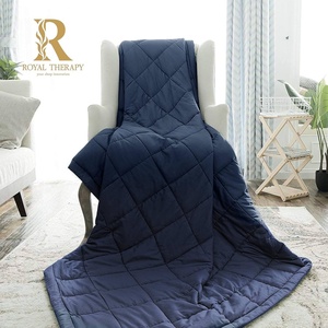 image:imageRoyal Therapy Weighted Blanket  Heavy 100 Cotton Blankets with Premium Glass Beads 60x80 25lbs Prussian Blue Suitable for One Person 250lb  Use on QueenKing BedPrussian Blue