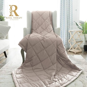 image:imageRoyal Therapy Weighted Blanket  Heavy 100 Cotton Blankets with Premium Glass Beads 60x80 25lbs Prussian Blue Suitable for One Person 250lb  Use on QueenKing BedTexas Leather